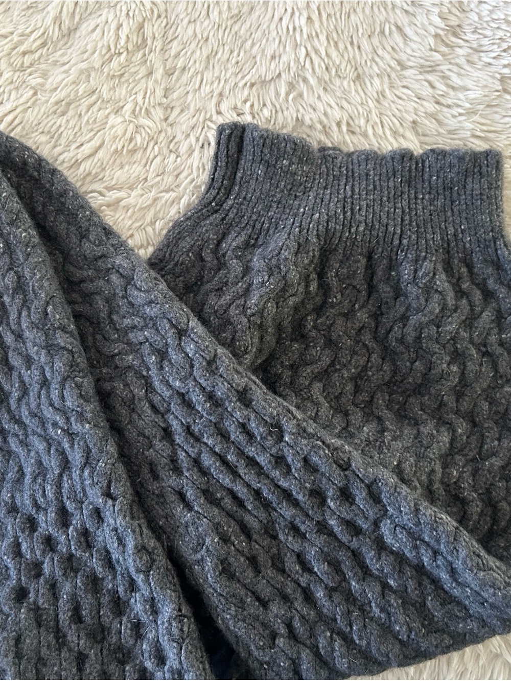 Charcoal Gray Cable Knit Thermal Leggings